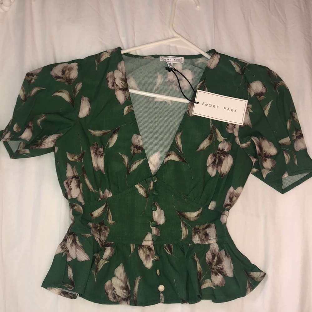Green Floral Blouse